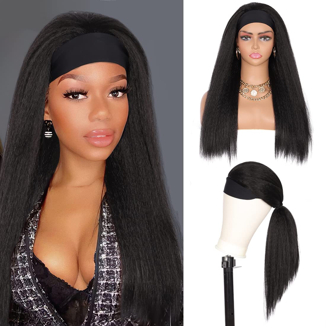 Youthfee Kinky Straight Headband Wig - Synthetic & Glueless