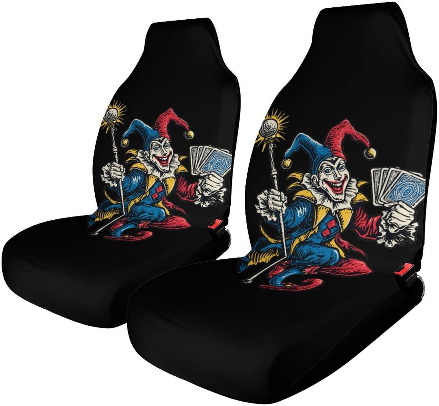 Jesters Devil Playing Cards Car Seat Protector Front Seats Universal Fit Automotive Accessories