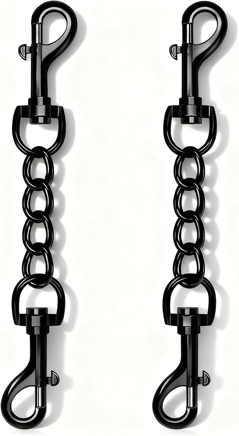 2 PCS Dog Collar Metal Safety Clip, Harness Collar Leash Chain Connector, Heavy Duty Double End Spring Backup Buckle Clasp, Escape-Proof Safety Accessory (Small, Black)