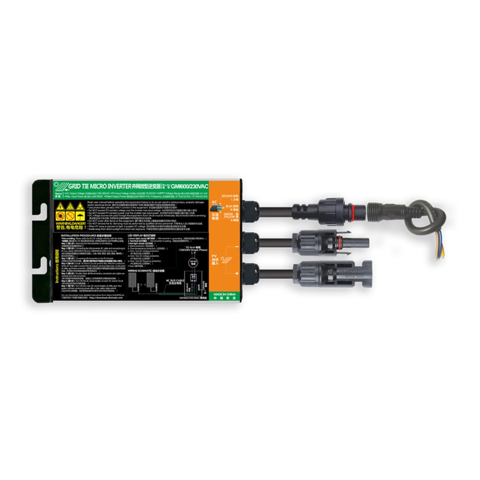 ECSFDEWOG DC 10,8-50 V all'uscita 110-240 Collegamento alla Rete Solare fotovoltaico Micro Inverter Potenza 120 W/150 W/180 W/260 W/300 W/350 W/500 W/600 W/700 W(180w,120V)