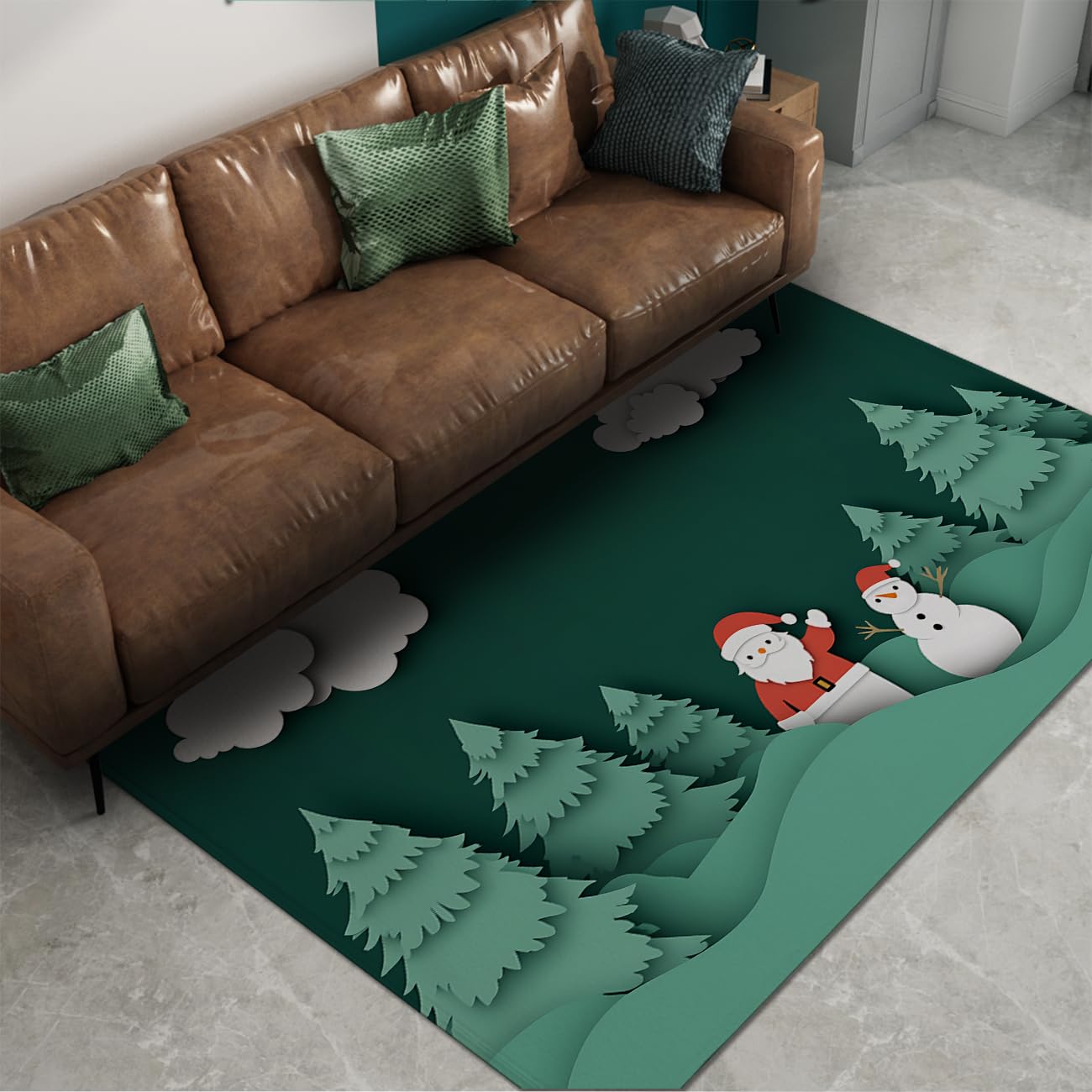 Tapis lavable intérieur Noël antidérapant pour protéger le sol du salon