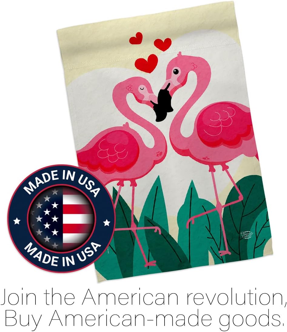 True Love Flamingo Garden House Flag Set Springtime Valentine Happy Heart Couple Romantic February Holiday Decoration Banner Small Yard Gift Double-Sided, Made in USA