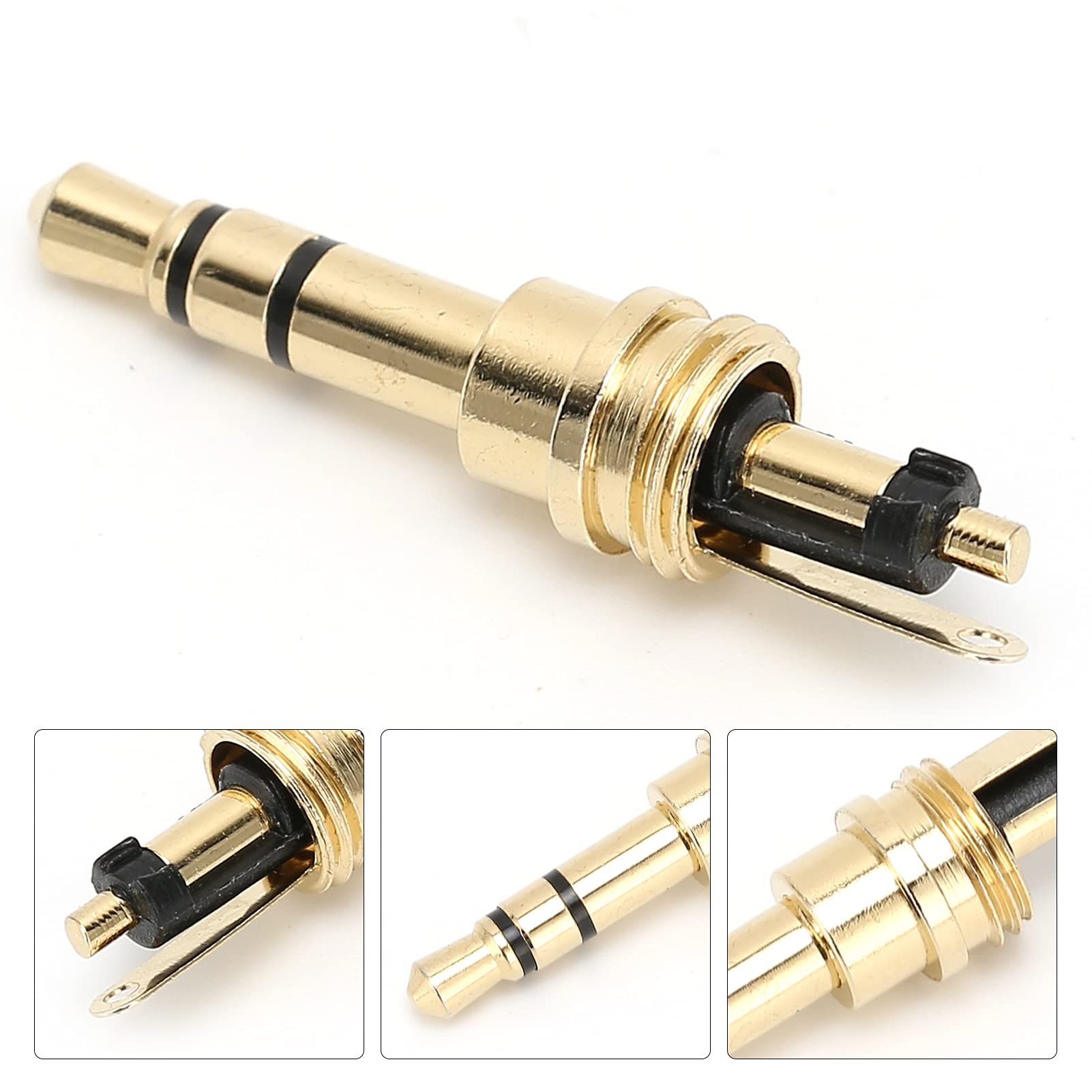 Adaptateur de Prise Jack stéréo 3,5 mm à 3 Broches plaqué Or, Accessoire de réparation et de Remplacement pour écouteurs et câbles Audio DIY, Lot de 100 Prises Jack soudées en