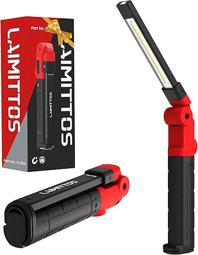 Linterna de trabajo recargable LAIMITTOS de 2200mAh, luz de trabajo LED magnética, linterna de mecánico, herramienta para hombres, lámpara plegable