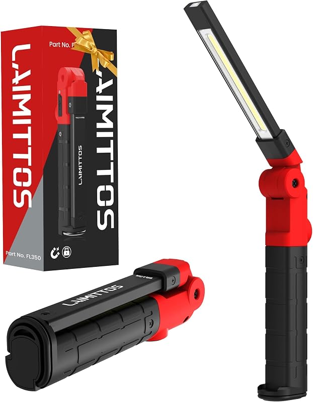 Luz de trabajo recargable 2200 mAh Luz de trabajo LED magnética Linterna Herramienta de luz mecánica para hombres Él, Lámpara plegable con gancho para reparación de automóviles Parrilla de barbacoa de emergencia