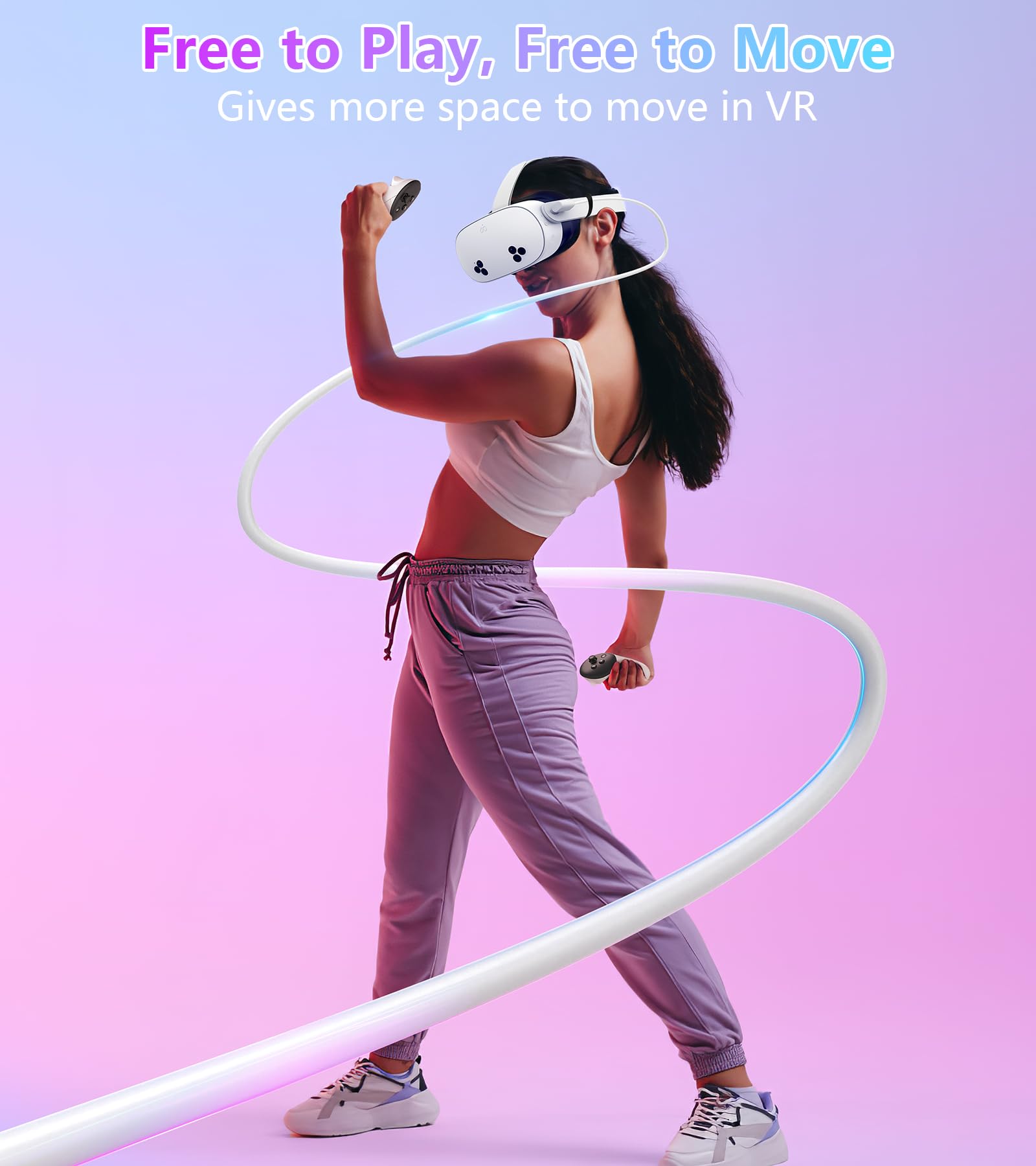 Kabel połączeniowy o długości 3 m, kompatybilny z kaskami rzeczywistości wirtualnej Meta/Oculus Quest 3, Quest 2/Pro, PICO 4, akcesoriami VR, przewodem do ładowania i przewodem do transmisji
