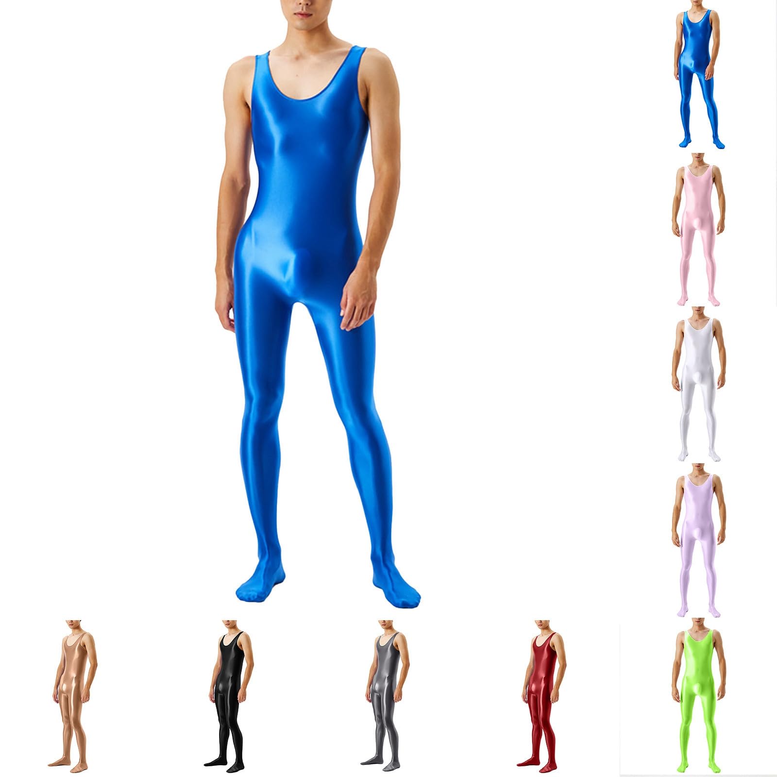 Tuta da uomo oleosa lucida sexy trasparente leggins Catsuits, body building da uomo, body a maniche lunghe, body building