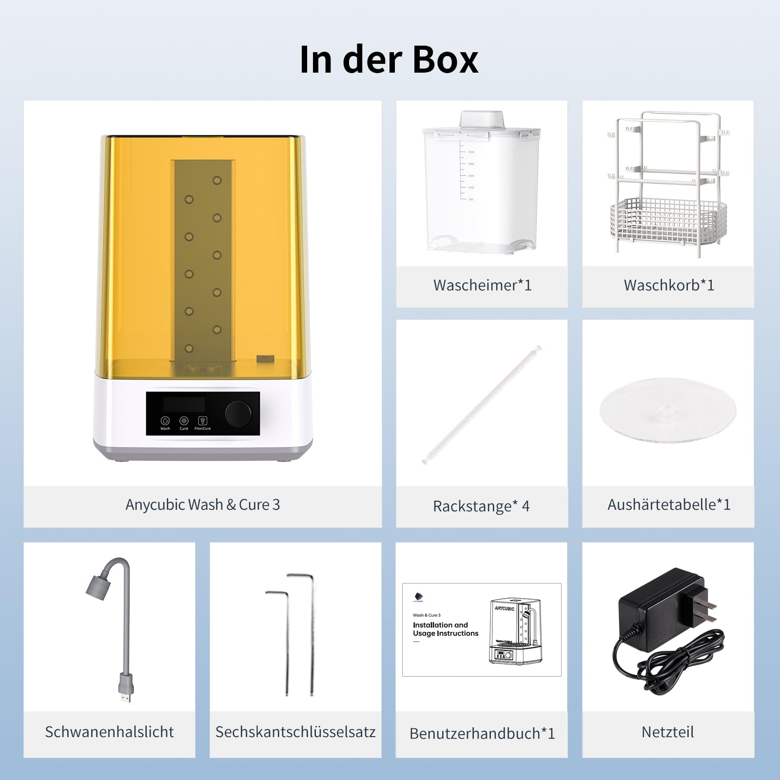 ANYCUBIC Wash & Cure 3 für LCD/DLP/SLA Resin 3D Drucker Modell, 2 in 1 Wascheimer und UV Durchhärtegerät für Photon Mono 2/4K/Halot-One/Mars 3/3 Pro/Mars 4/4 Ultra, Wasch Größe 165 * 100 * 180mm