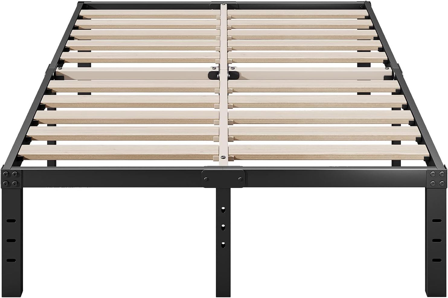 ZIYOO Twin Bed Frames, 3" Wide Wood Slats with 2500 lbs Support for Mattress, 16 Inch High, No Box Spring Needed, Noise Free, Non-Slip, Easy Assembly