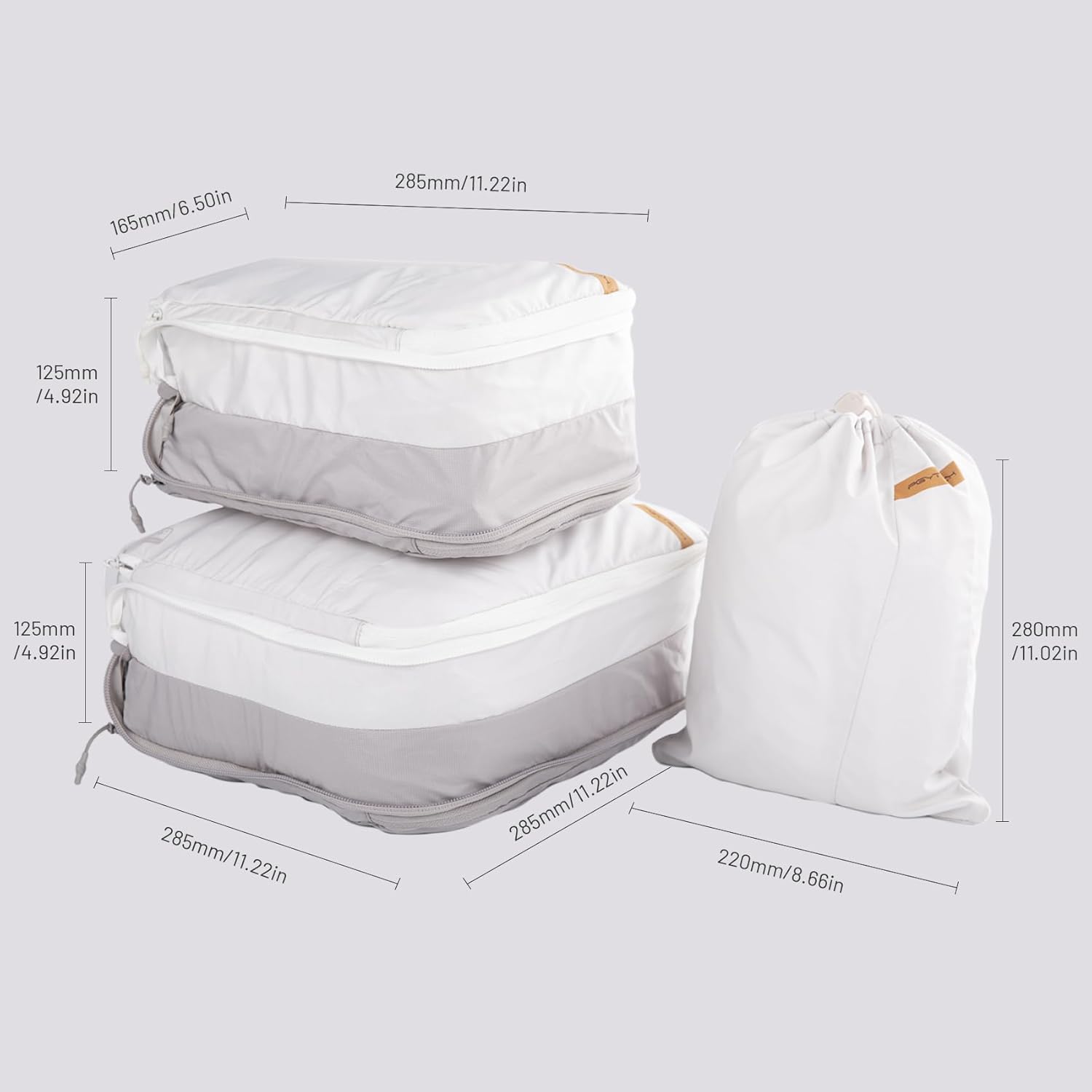 PGYTECH Clothes Storage Set, Travel Organizer Bags for Photographers and Enthusiasts, Dual-Color Compression Packing Cubes for Suitcases and Backpacks, Travel Bag Storage Bags for Clothes