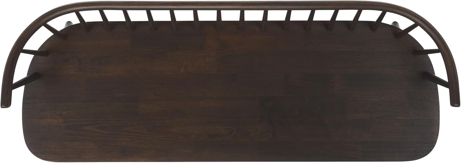 SAFAVIEH Home Collection Blanchard Farmhouse Dark Walnut Solid Wood Windsor Spindle Bench