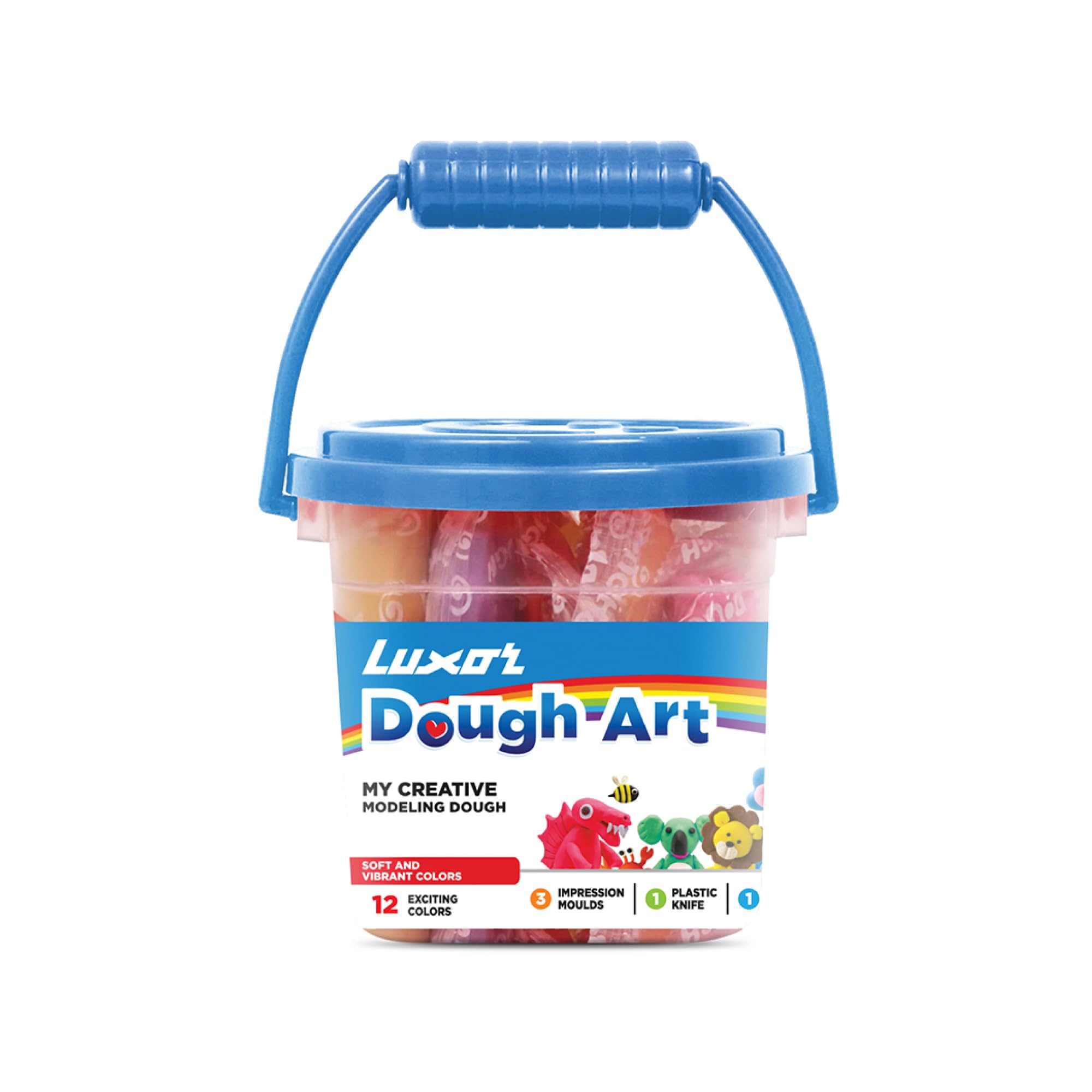 Luxor Doodles My Creative Modeling Dough Bucket| 12 Assorted colours Dough, 1 Roller, 1 Plastic Knife, & 3 Impression Moulds | Best Choice For Budding Artists (B07GPK746M) Amazon Price History, Amazon Price Tracker