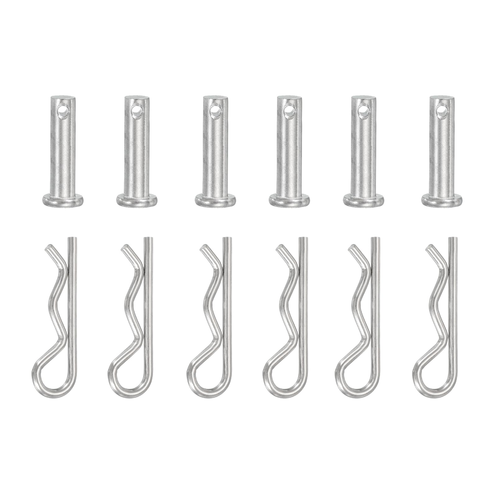 YELARXI 6 Pcs M8x25mm Single Hole Clevis Pin with R Shaped Spring Cotter Pin