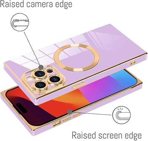 Miniatura 5 de LSL Funda cuadrada para iPhone 15 Pro Max compatible con MagSafe TPU suave parachoques anticaídas, antiarañazos, absorción de impactos, cubierta