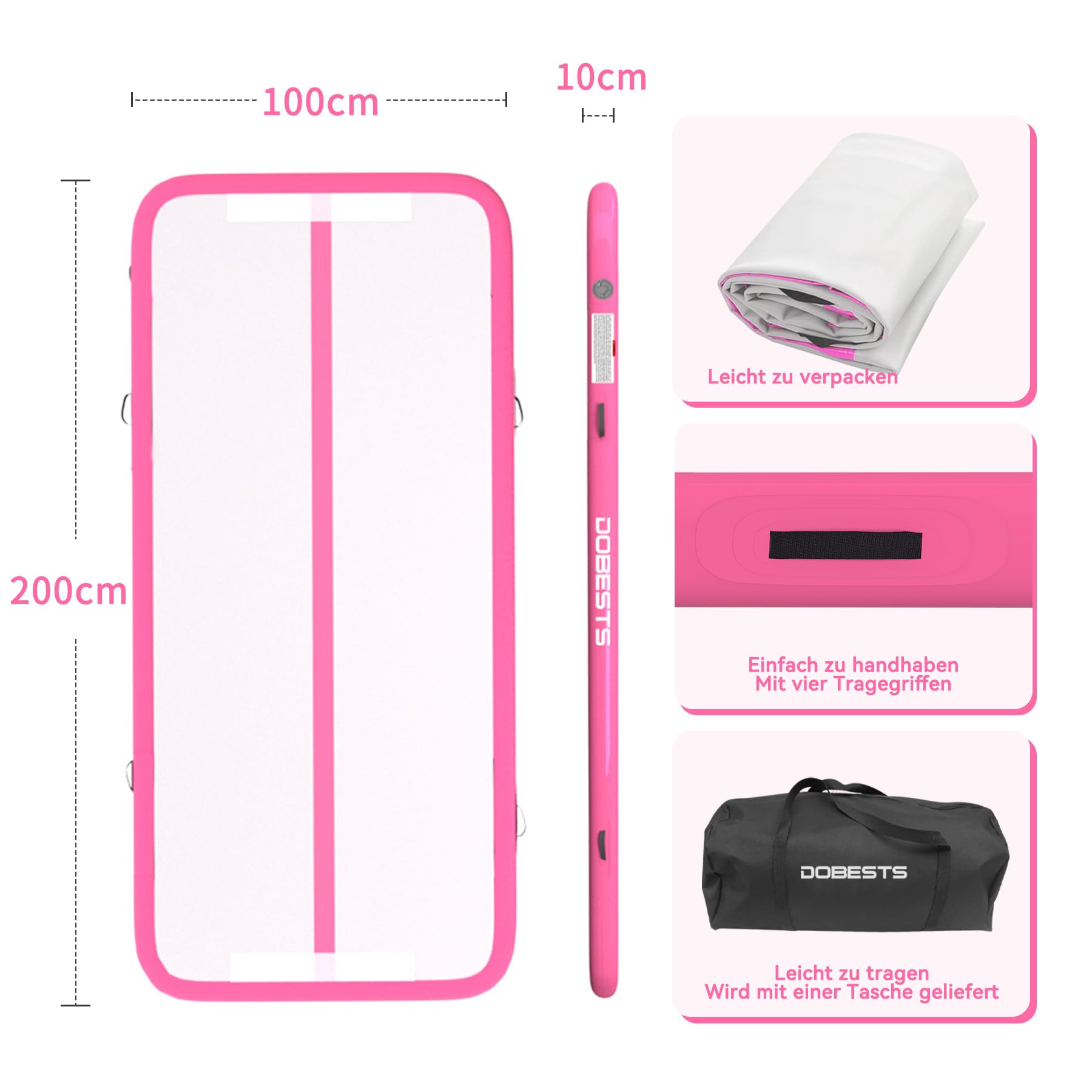 DOBESTS Air Matte Track, Aufblasbare Turnmatte, Gymnastikmatte mit Pumpe