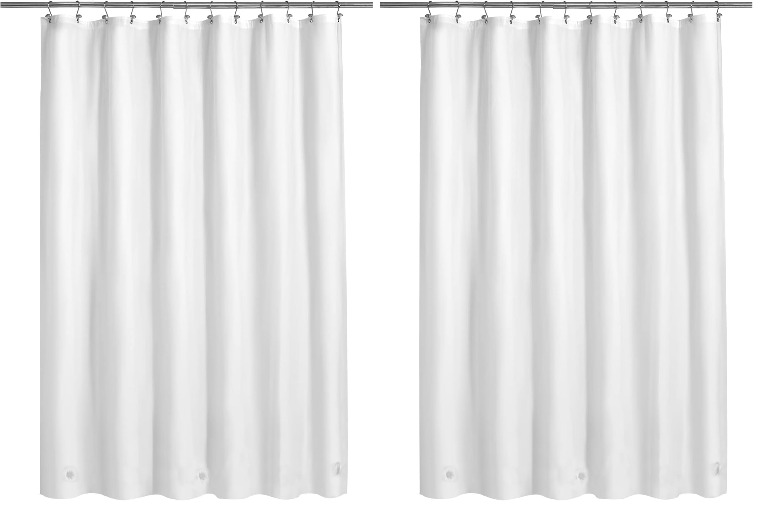 Barossa Design White Shower Curtain Liner - Premium PEVA, BPA &amp; PVC Free, No Chemical Smell, Lightweight Shower Curtain with 3 Magnets, Metal Grommets - White, Standard Size (Pack of 2)