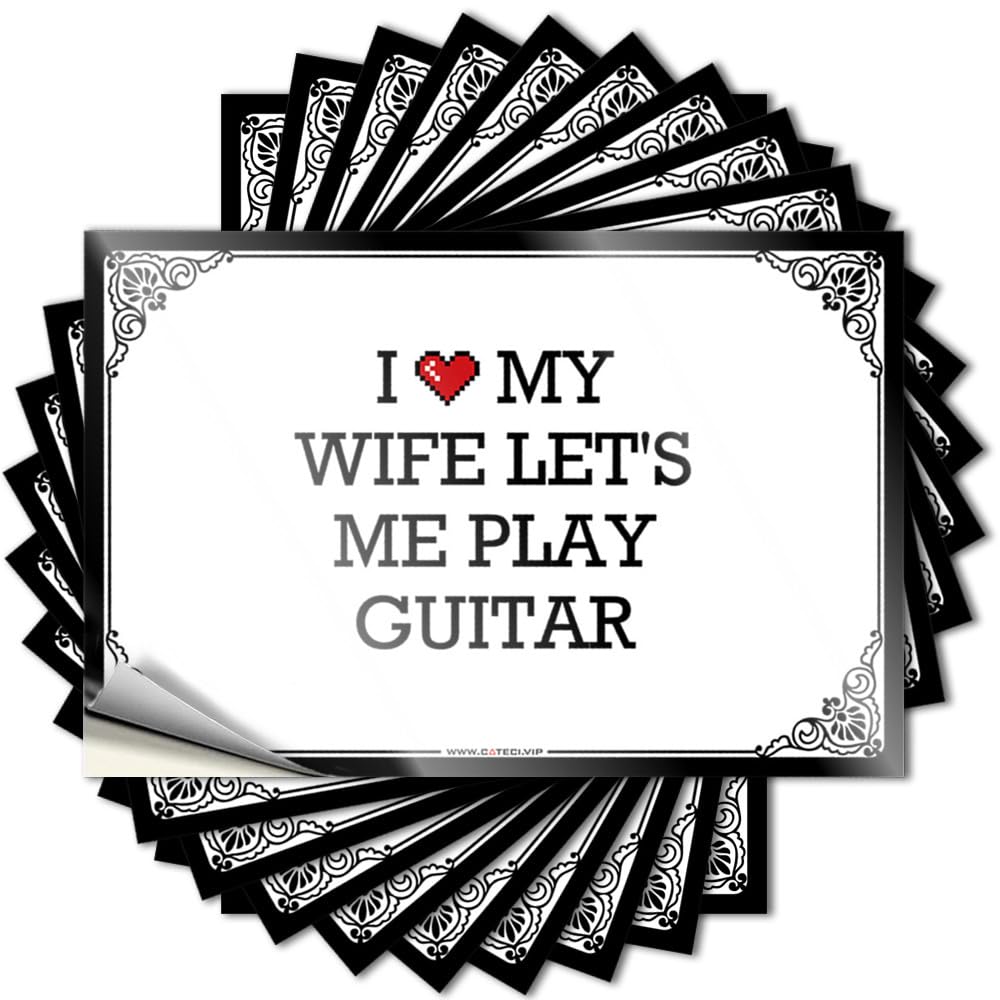 Decals Bathroom Accessories Decor Custom Stickers, Bumper Waterproof I Love My Wife Let's Me Play Guitar for Hydro Flask | Optical Illusion Vinyl Decals for Girls Holiday Gift(8X12CM)