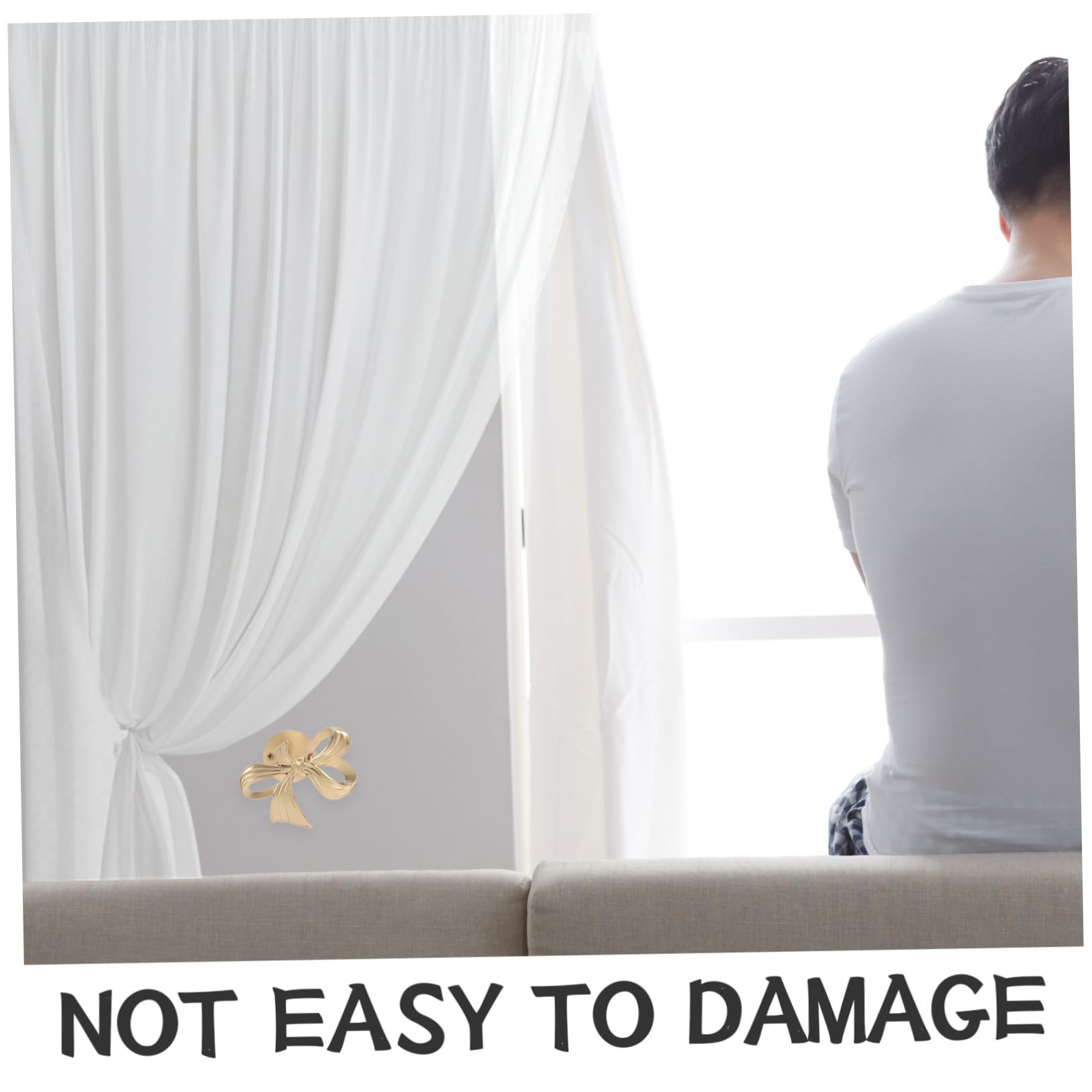 VICASKY Bow Brass Curtain Holdbacks Wall Mounted Bowknot Hooks for Drapery Tiebacks and Hat Organizer Metal Holders for Bedroom Living Office Decoration