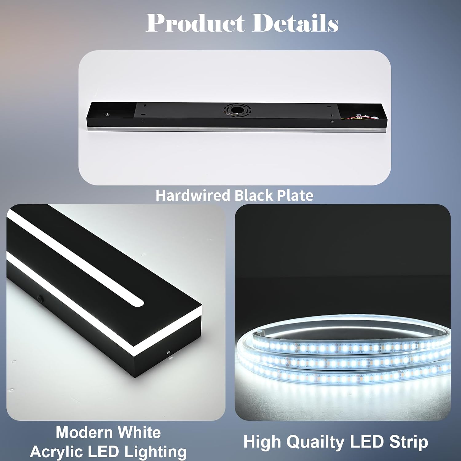 2 Pack LED Outdoor Wall Light Modern 48 Inch Black Long Outdoor Wall Sconce Dimmable 3000K-6000K IP65 Waterproof LED Linear Exterior Wall Mount Lighting Fixture for Hallway Gargen Front Door