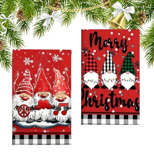 Geschirrtuch Weihnachten Wichtel, Geschirrtücher Weihnachten 2er Set,...