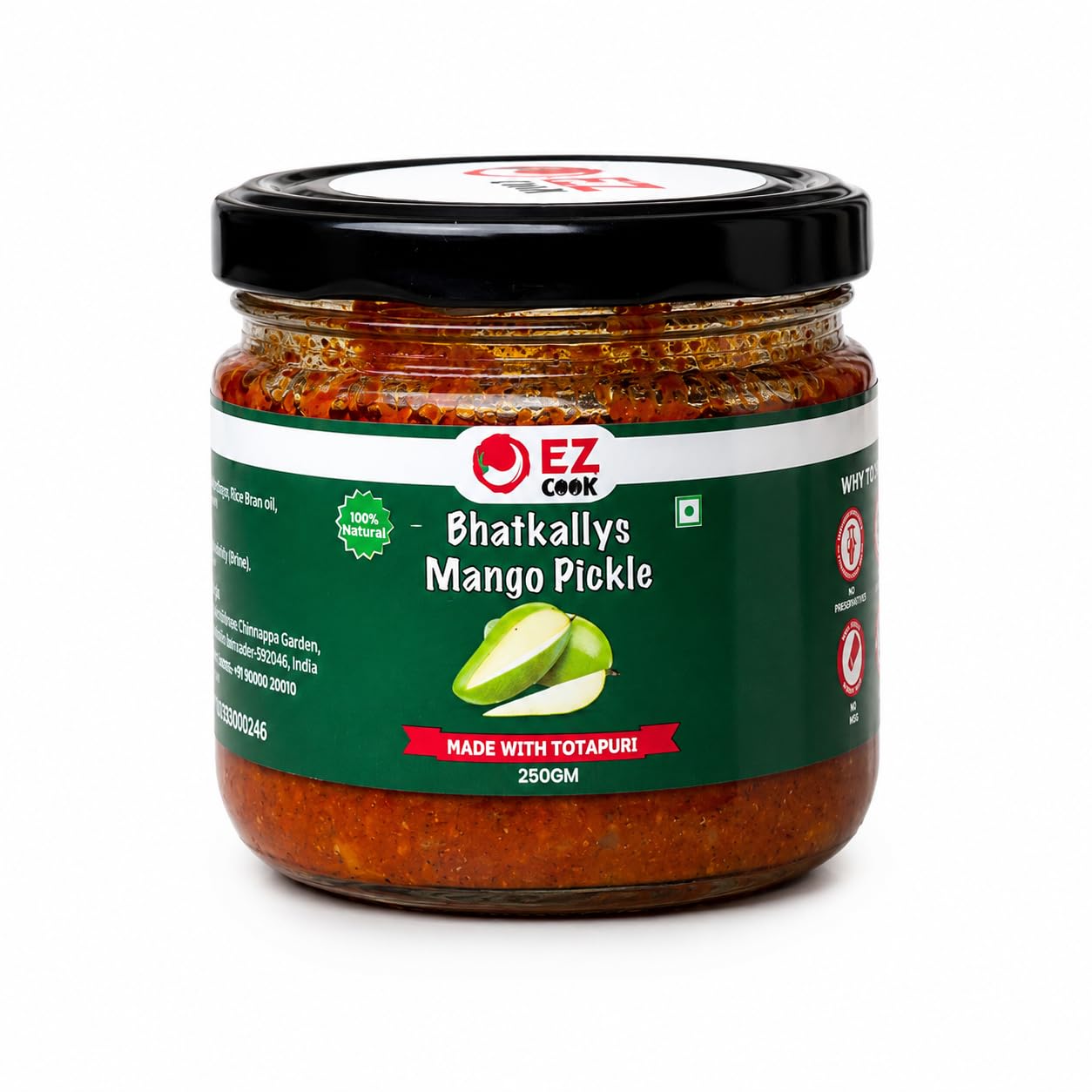 Ez Cook Bhatkallys Mango Pickle 250g, Homemade Traditional Aam Ka Achar, Sweet & Sour Mango Pickle with Garlic & Curry Leaves Tadka, Authentic Fresh Taste, Rich Homemade Flavour, No MSG & No Added Colours-image-35