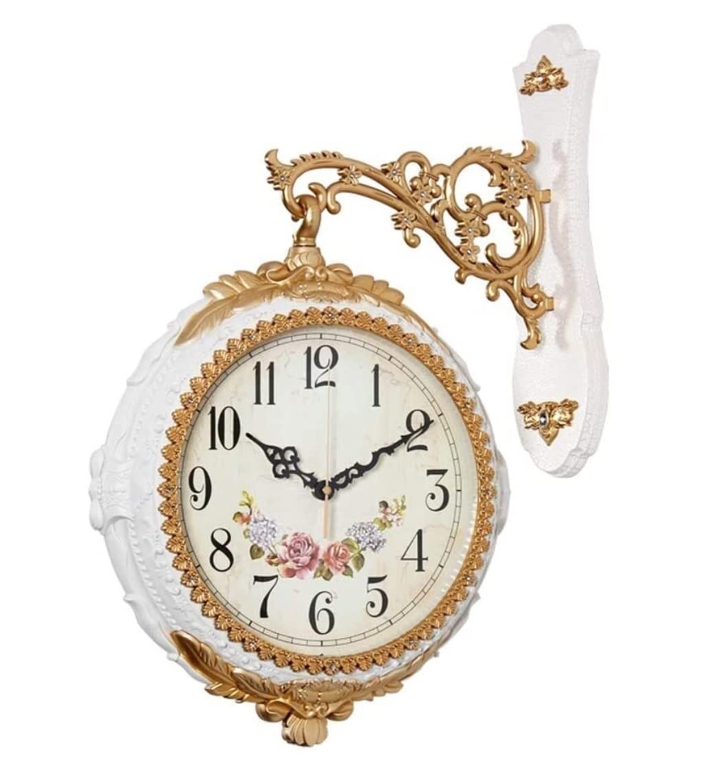 AZHKJKZH Wall Mounted Clock Double-Sided Wall Clock Living Room Nordic Silent Fashion Hanging Artist Decorative Watch Accurate Travel Time For Living Room