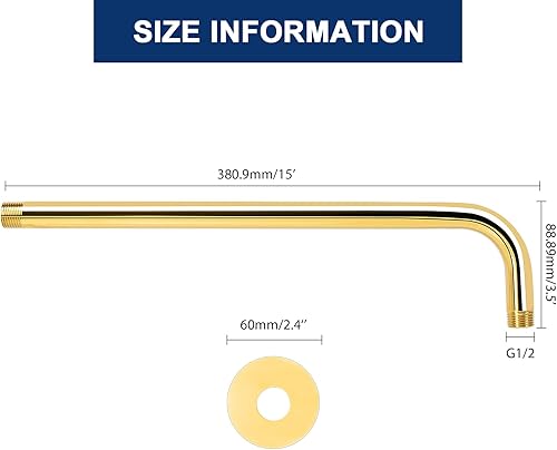 Vista 31 de NearMoon Brazo de ducha, brazo de extensión extra con brida, tubo extensor de cabezal de ducha montado en la pared de acero inoxidable