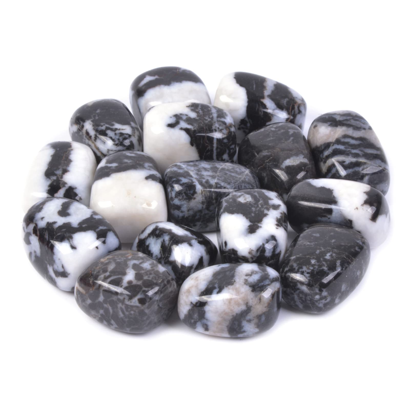 justinstones 1/2LB Large Zebra Jasper Tumbled Stone Specimen Collection Pocket Worry Healing Crystal Reiki