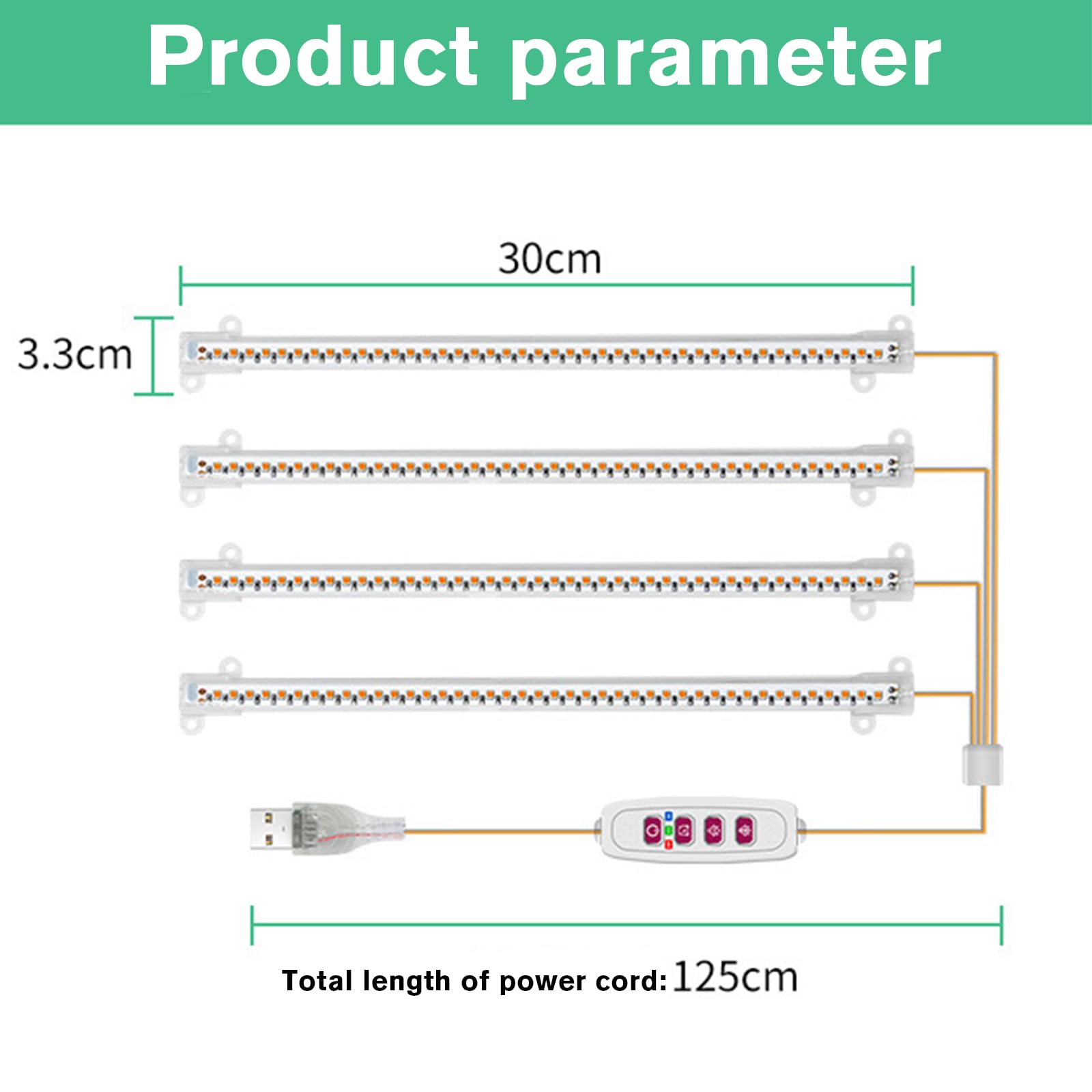 GAESHOW 4 Stäbe Pflanzenlichtstreifen, Pflanzenlampe LED Vollspektrum, 5 Typen Dimmbare Pflanzenlicht, Rotes und Blaues Licht, 4-Köpfe Pflanzen LED Streifen mit Auto Timer für Zimmerpflanzen, 30cm (A)