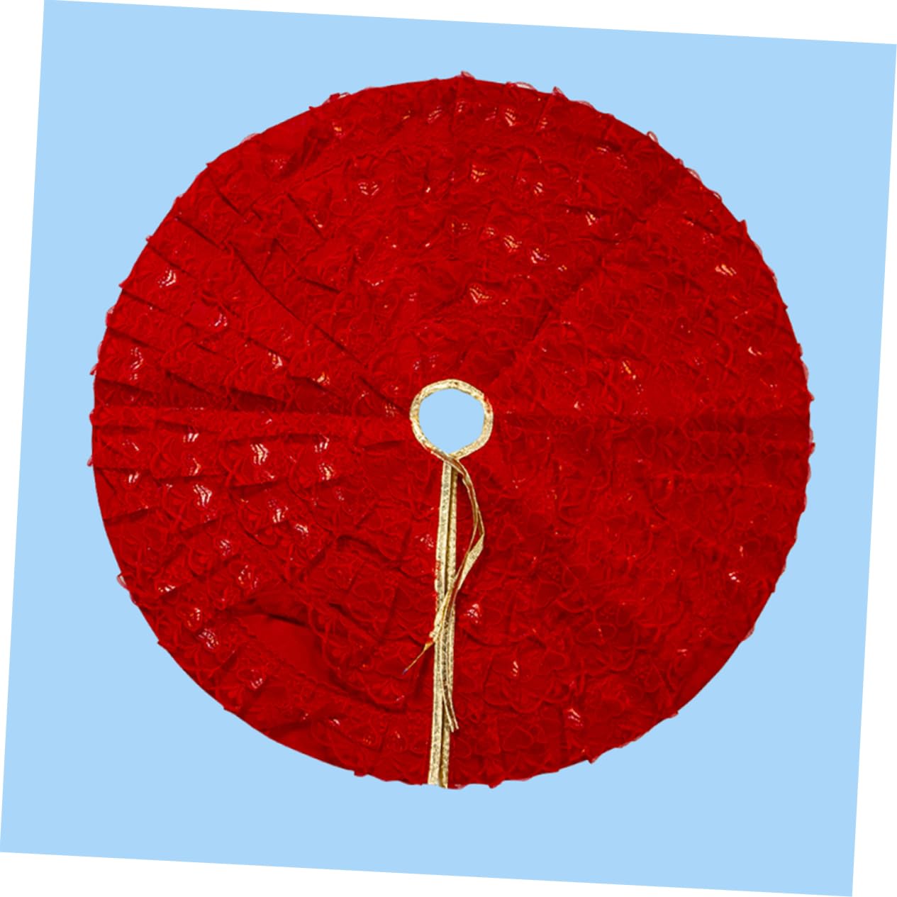 Cabilock 2 Pz Grembiule Gonna Albero Di Natale Gonna Base Albero Di Natale Arredamento Del Pavimento Gonna 'albero Delle Vacanze Addobbi Natalizi Abito Di Pizzo Pieghettato Rosso