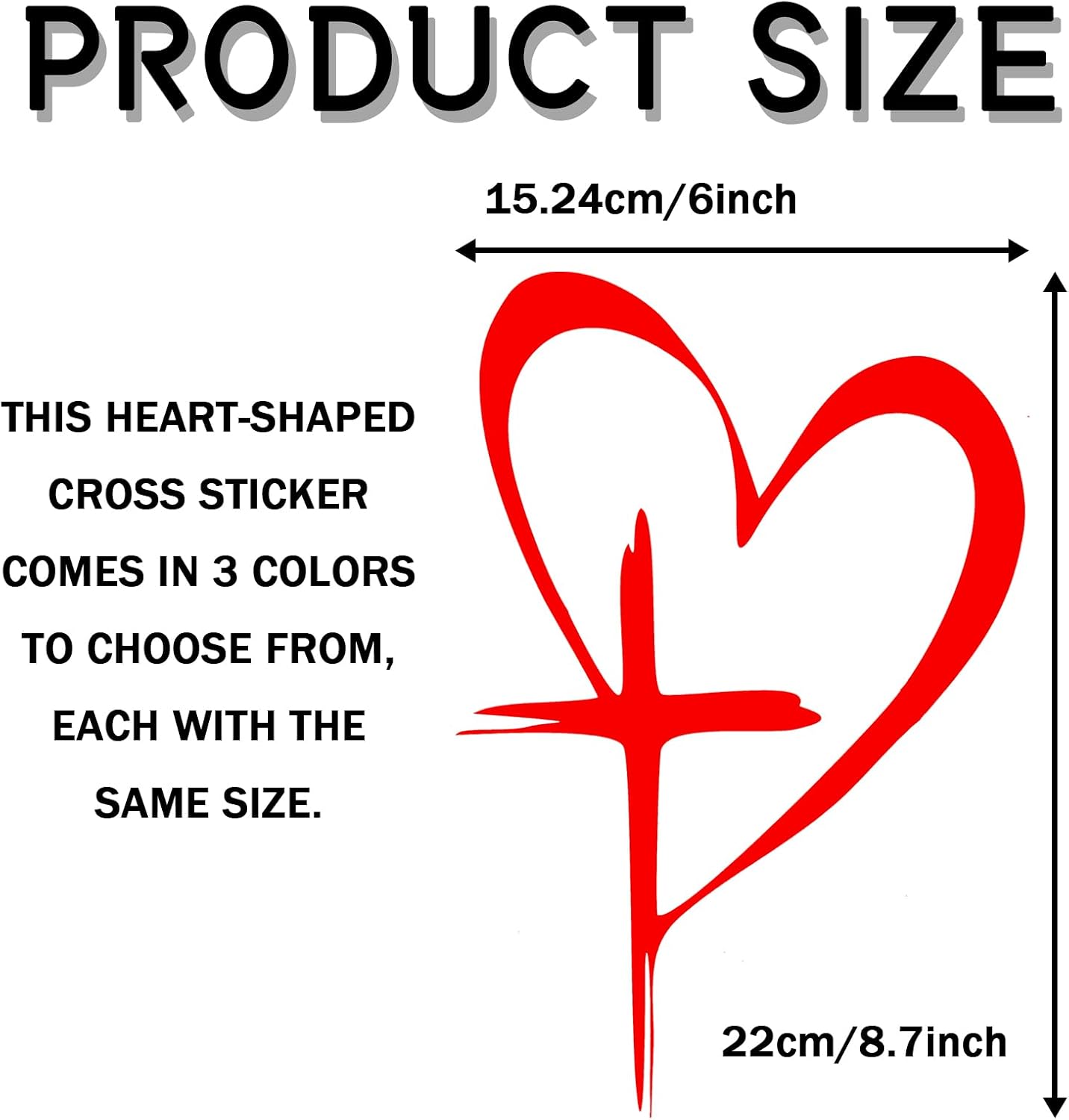Christian Love Cross Decals Stickers for Cars, Jesus Love Heart Cross Car Stickers Decals, Hope Faith Heart Bumper Window Vinyl Sticker for Religious Christian Car Decor Accessories (Red) image 2