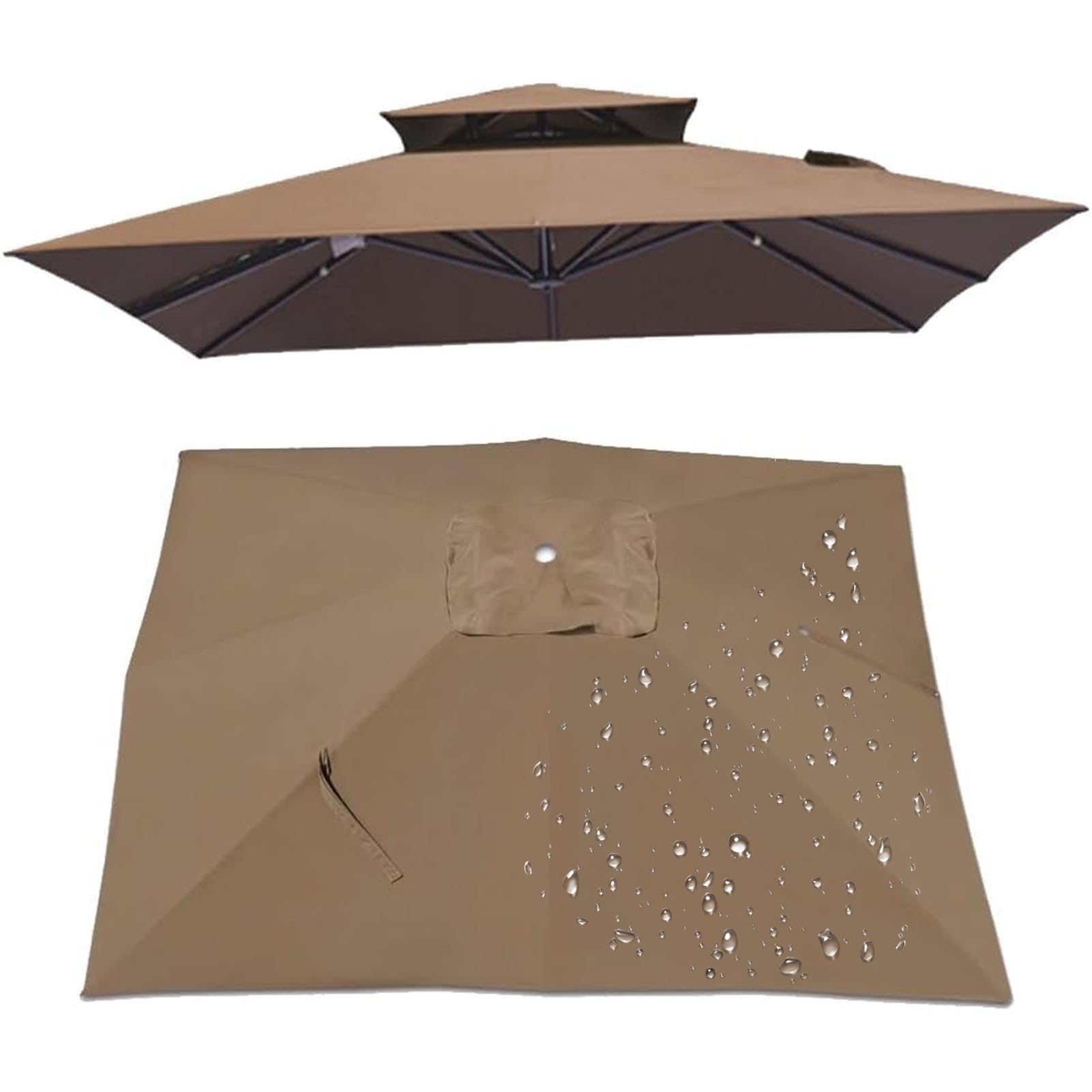 Blgvgklpnt Khaki 2.5X2.5m/3X3m 8 Ribs Square Patio Umbrella Replacement Canopy Hanging Offset Cantilever Outdoor Patio Umbrella Cover Canopy 8 Rib Replacement Top (Canopy Only) (,2.5×2.5M(8.2Ft×8.2))