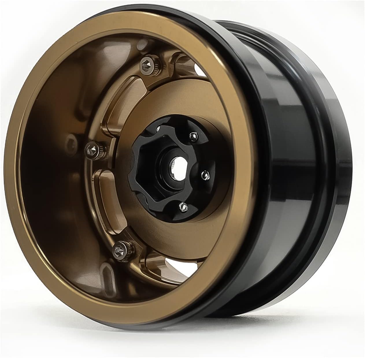 Treal Aluminium 2.2 Beadlock Wheels Rims(2) pcs Vintage Wheel Fit RC Crawler Mud Truck 2.2 Tires -Type B (Bronze)