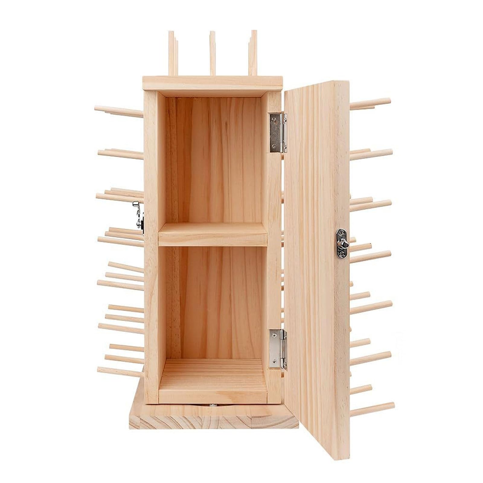 MOIDHSAG Rotating Thread Holder Organiser 84 Spools Wood Thread Rack For Embroidery Quilting And Sewing Thread Jewelry Holder