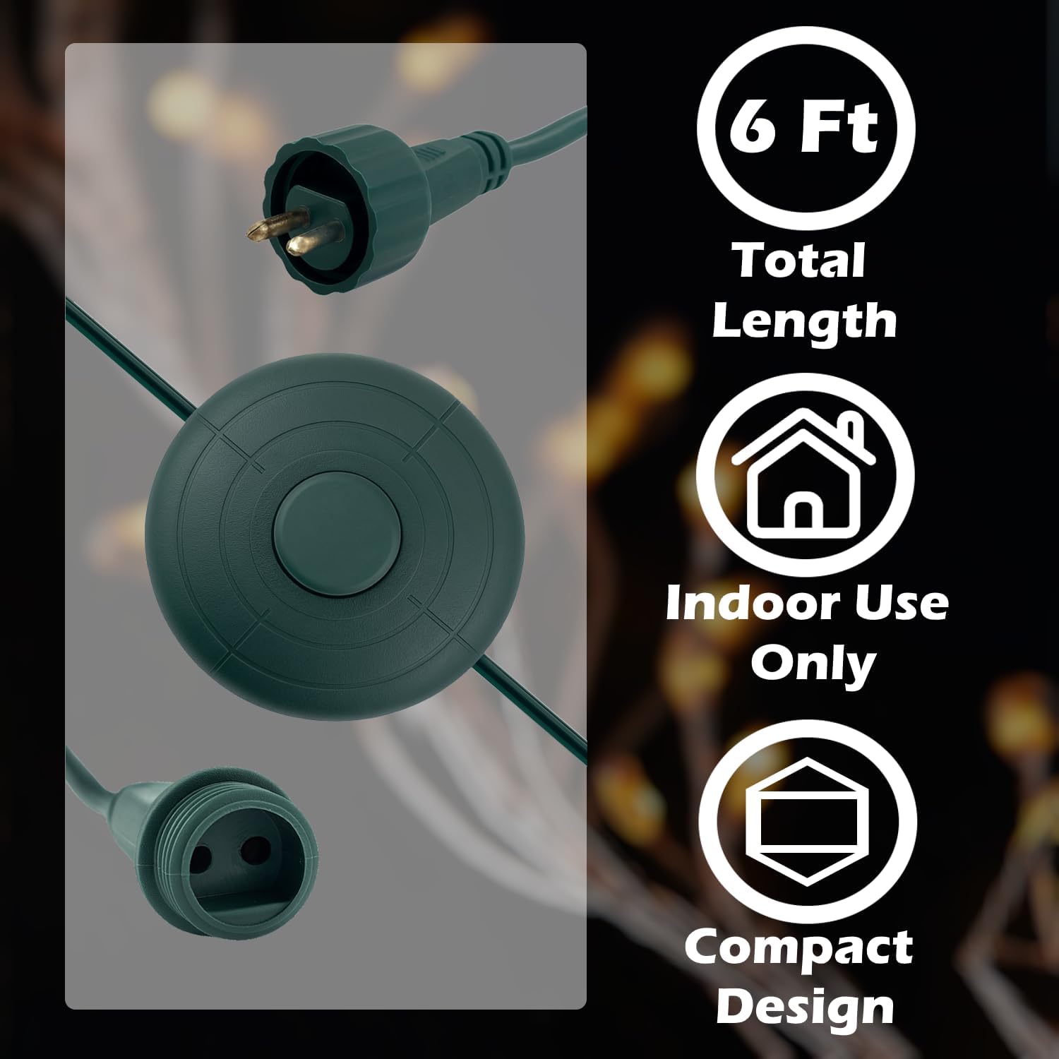 Goodsby Power Cord On/Off for Christmas X-Mas Tree Lights, Holiday Lighting, LED String Light Raintight 1/2 inch Connector TS-LU6W TS-LU13W TS-8W29V TS-13W29V TS-18W28V TS-20WL12V TS-26W29V TS-48W29V