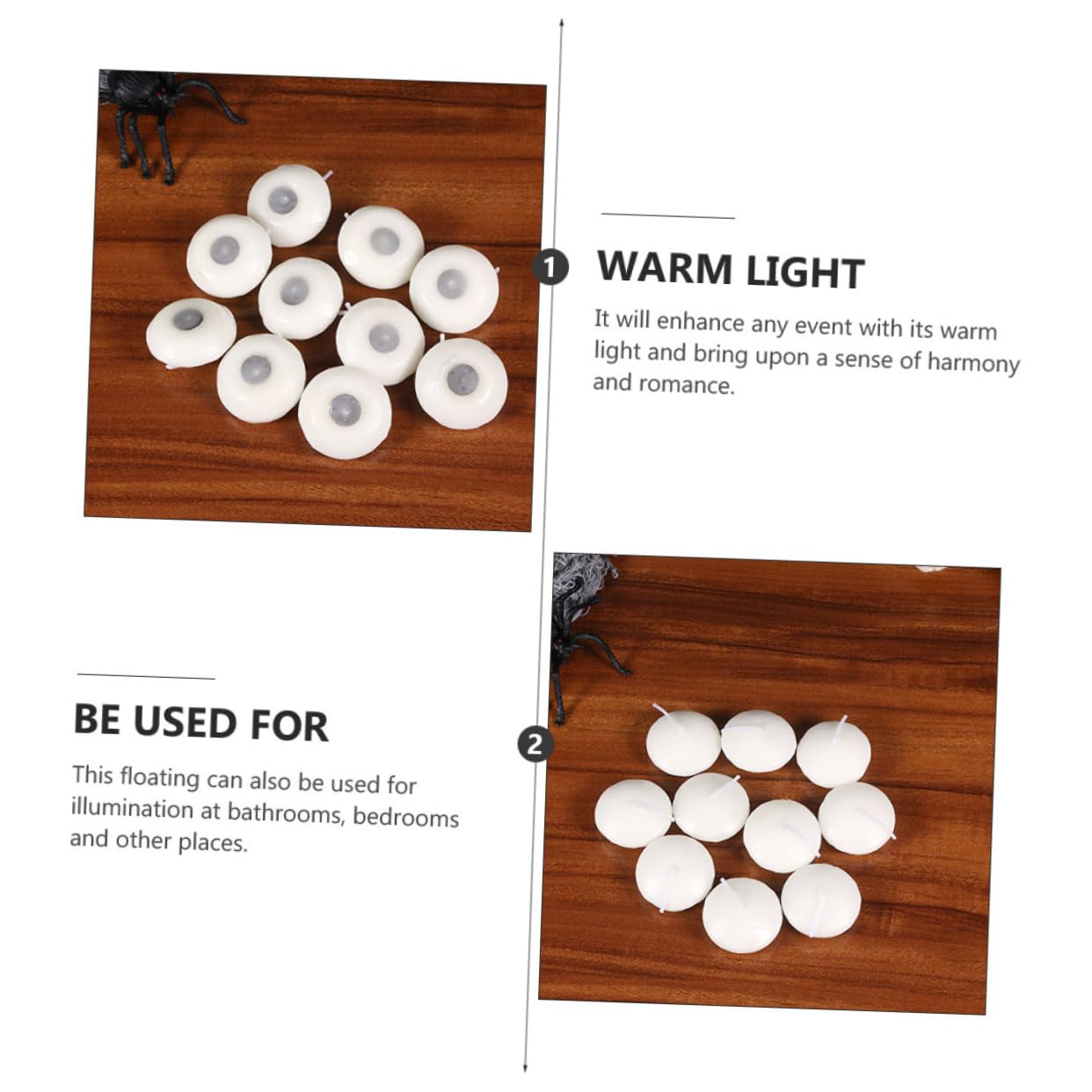 Mikikit 100 Velas Flotantes Esféricas de Color Blanco, sin Aroma, de Parafina, para Bodas y Decoración de Agua, Ambiente Cálido