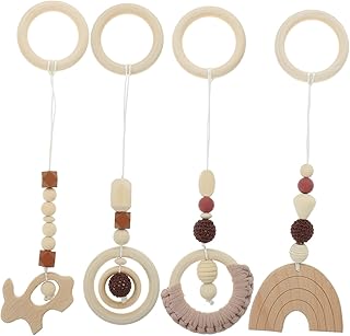 NOLITOY 4 Peças Brinquedos De Rack De Ginástica Brinquedos De Madeira Pendurados Para Bebês Brinquedos De Ginástica De Madeira Brinquedos De Ginástica Para Bebês Brinquedos Macios De