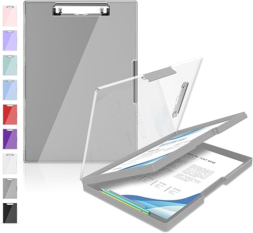 Miniatura 8 de Sooez Portapapeles con almacenamiento, tableros de clip resistentes de 8.5 x 11 pulgadas con doble almacenamiento, portapapeles de plástico