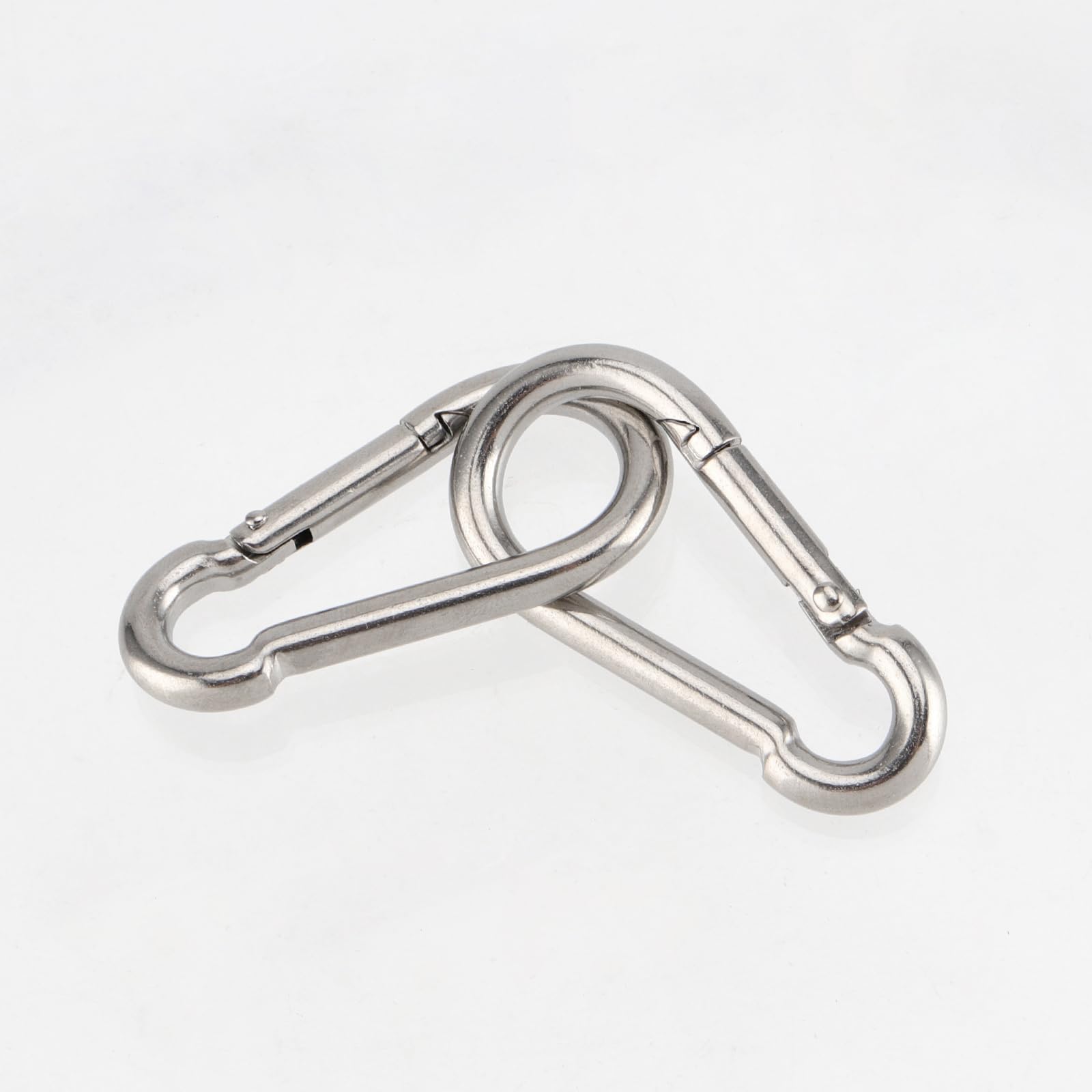 15 Mosquetones de Acero Inoxidable de 5 mm x 50 mm, con Cierre a Presión, Mosquetones Pequeños de Acero Inoxidable para Ayuda de Tracción, como Cuerdas de Carga, Columpios