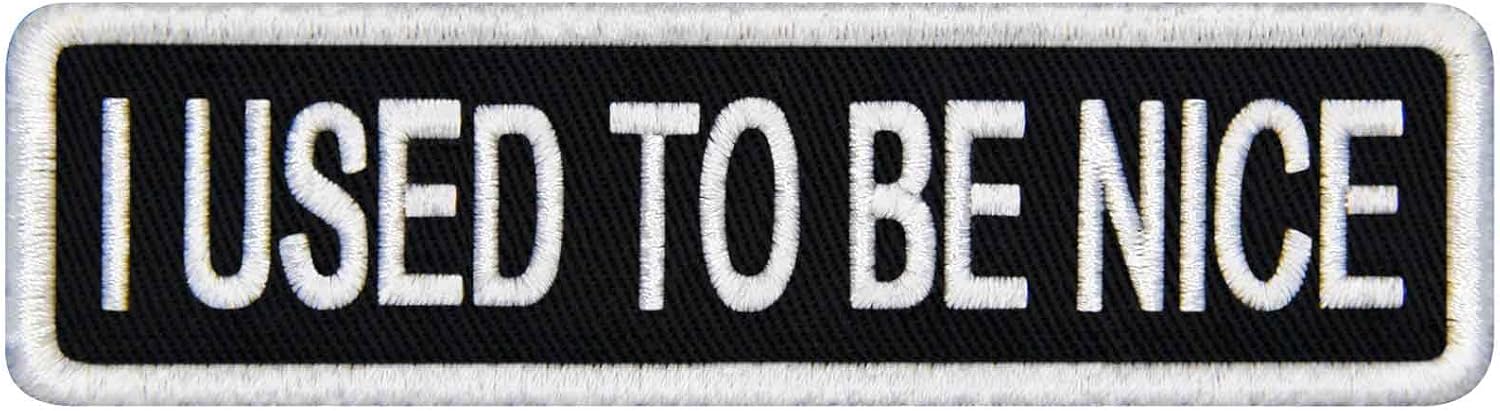 Rocking Planet I Used to Be Nice Patch Embroidered Funny Badge Biker Applique Fastener Hook & Loop Emblem