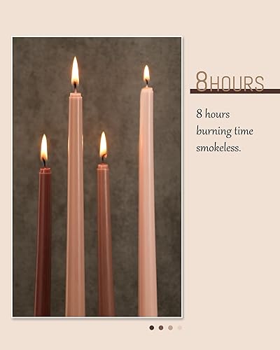 Miniatura 2 de Viyffo Velas cónicas marrones, paquete de 4 velas cónicas sin perfume de 12 pulgadas, 8 horas de tiempo de combustión, sin humo, para el hogar