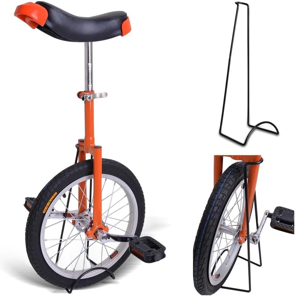 Jamden 18" Inches Wheel Skid Proof Tread Pattern Unicycle W/Stand Uni-Cycle Bike Cycling Orange
