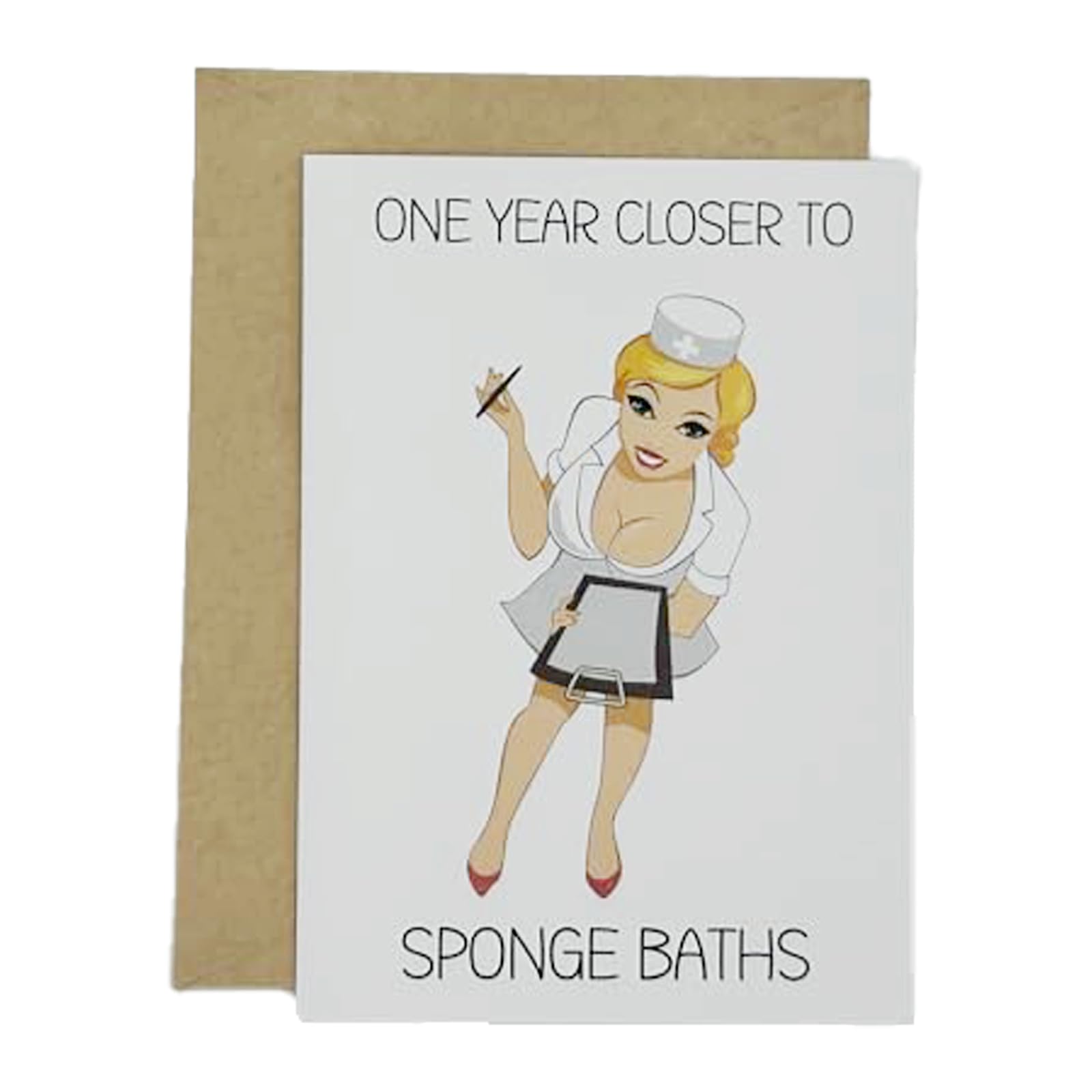 shouqiuzhonglv Funny Birthday Card for Women or Men,Birthday Gift for Sister Brother Wife Husband Friend-ONE YEAR CLOSER TO SPONGE BATHS