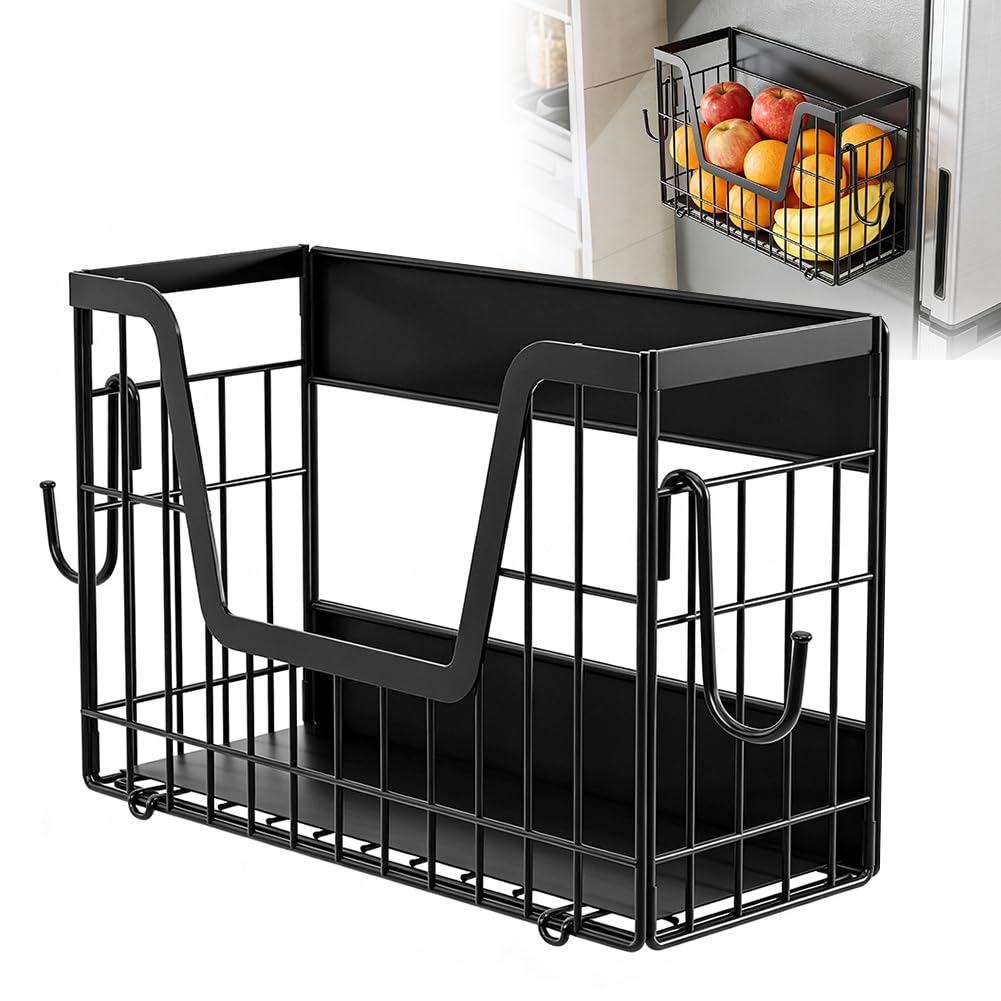 FARYODI Panier à Fruits Magnétique, Support de Cuisine, Support Magnétique pour Réfrigérateur Solide Support Latéral et Organiseur, Support de Rangement pour Fruits, Légumes et Ustensiles, pour