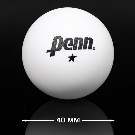 Penn 40mm 1-Star White Ping Pong Balls, Box of 36 Official Tournament Size Table Tennis Balls