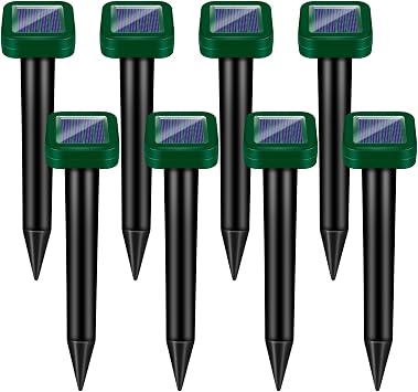 2026 Upgraded 8 Pack Snake Repellent Outdoor, Mole Repellent Solar Powered, Ultrasonic Gopher Deterrent & Sonic Spikes for Vole Chipmunk, IP65 Waterproof Snake Deterrent for Yard Garden Lawn