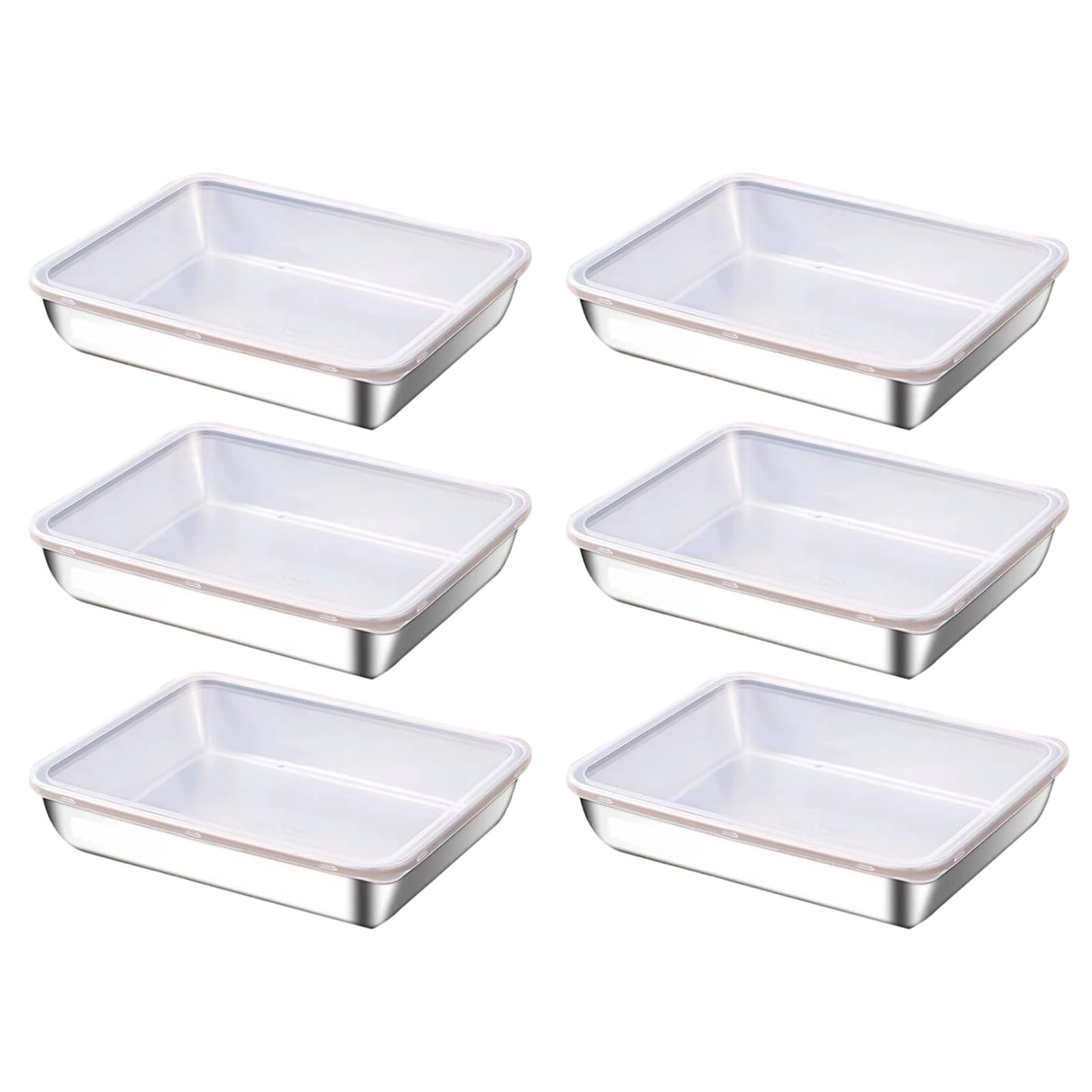 SXRQ Multipurpose Nonrust Steel Food Storage Box 6Pieces Set Food Protectors for Kitchen Refrigerator and Camping Kitchen Storage Container Rustproof