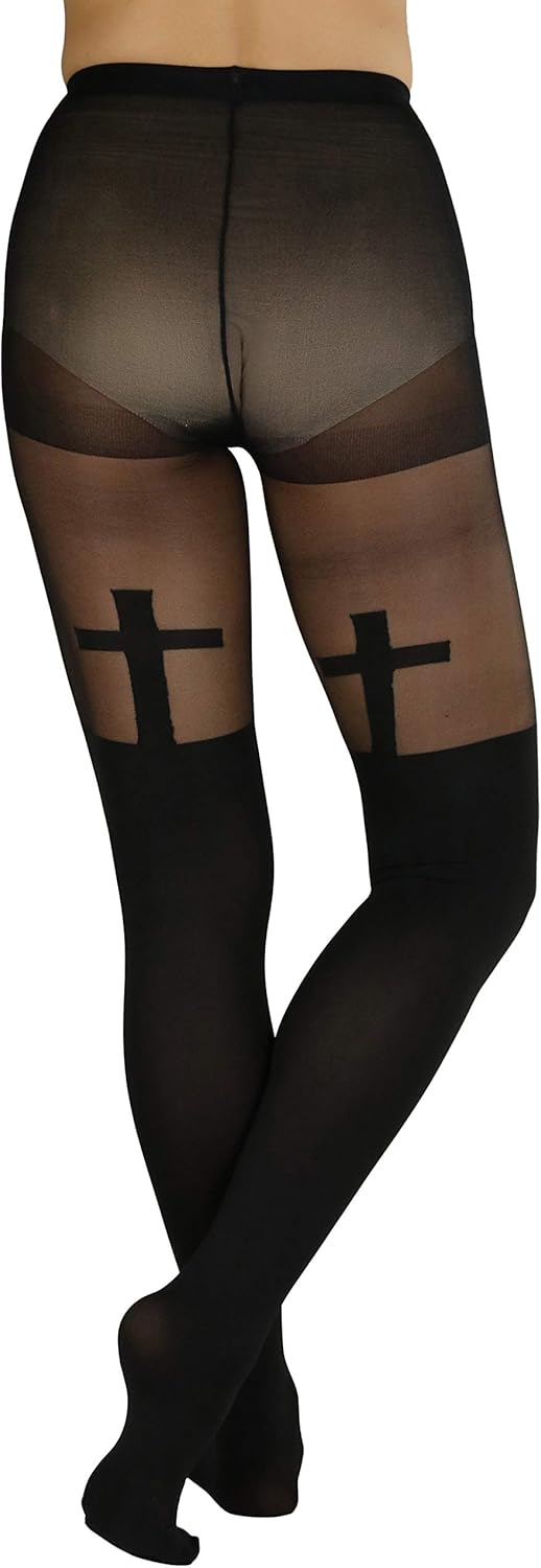 ToBeInStyle Women's Full Footed Gothic Cross Pantyhose - Image 5