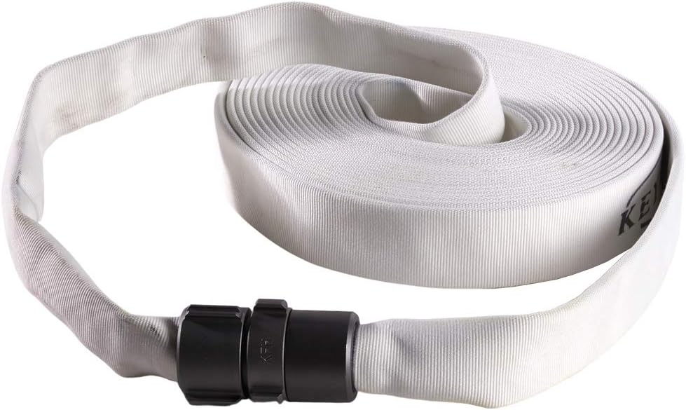 FireHoseDirect 1 1/2" x 25' Single Jacket Hose - Made in USA - White - NH Couplings