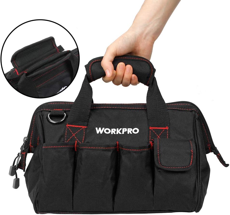 Workpro 12-inch Close Top Wide Mouth Storage Tool Bag, W081020A - - 